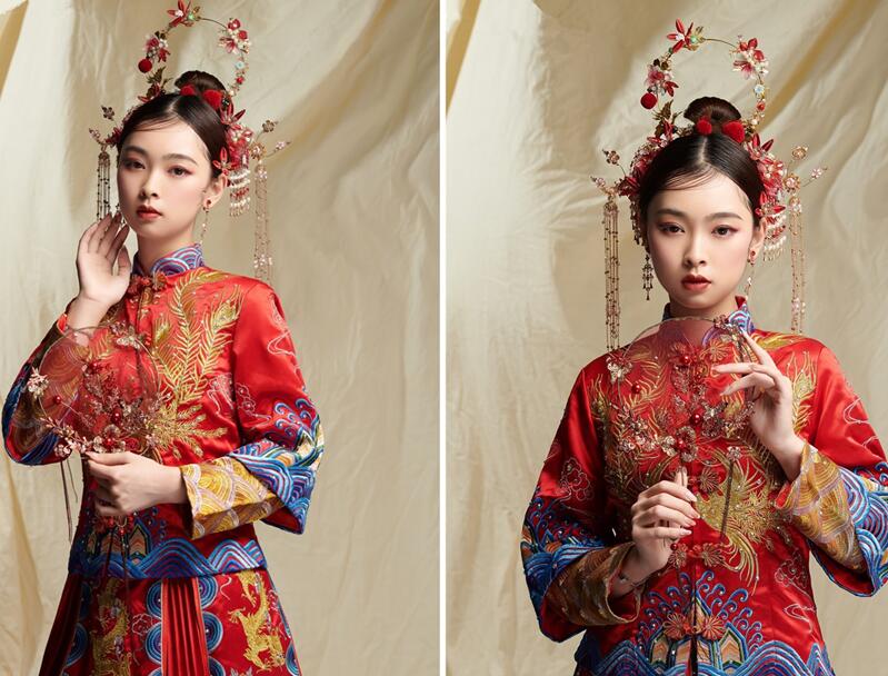 中式秀禾新娘，展示廣西彩妝培訓學校實力