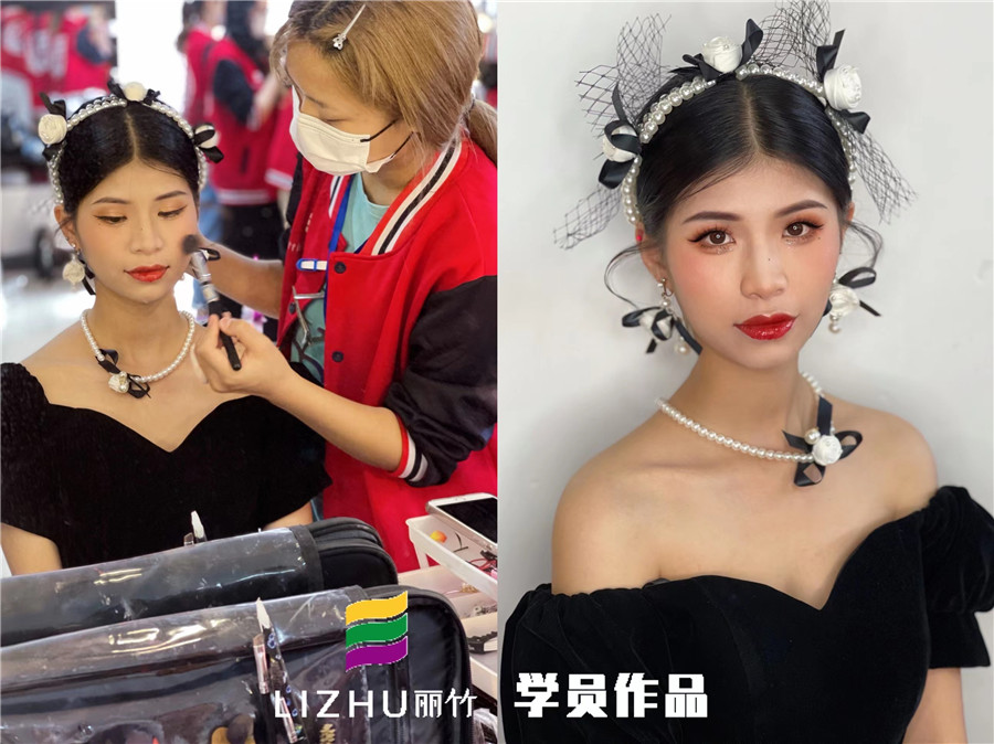 廣西美妝造型培訓(xùn)學(xué)校作品：輕復(fù)古造型、韓式披發(fā)新娘造型