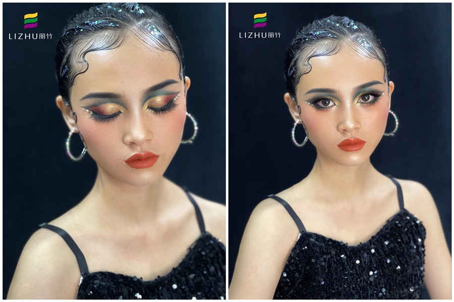 拉丁舞妝容技巧，廣西造型彩妝學(xué)校真人操作