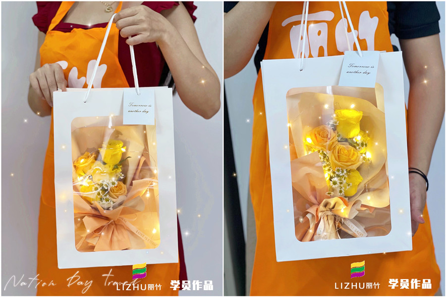 櫥窗mini花束，南寧插花培訓學校學員作品