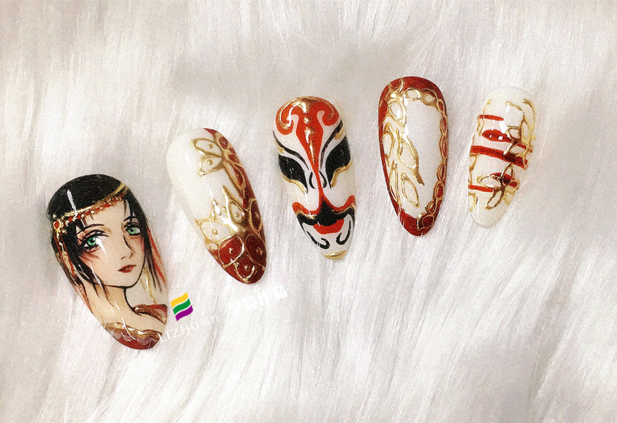 彩繪卡通美甲，廣西南寧美甲學(xué)校學(xué)員作品