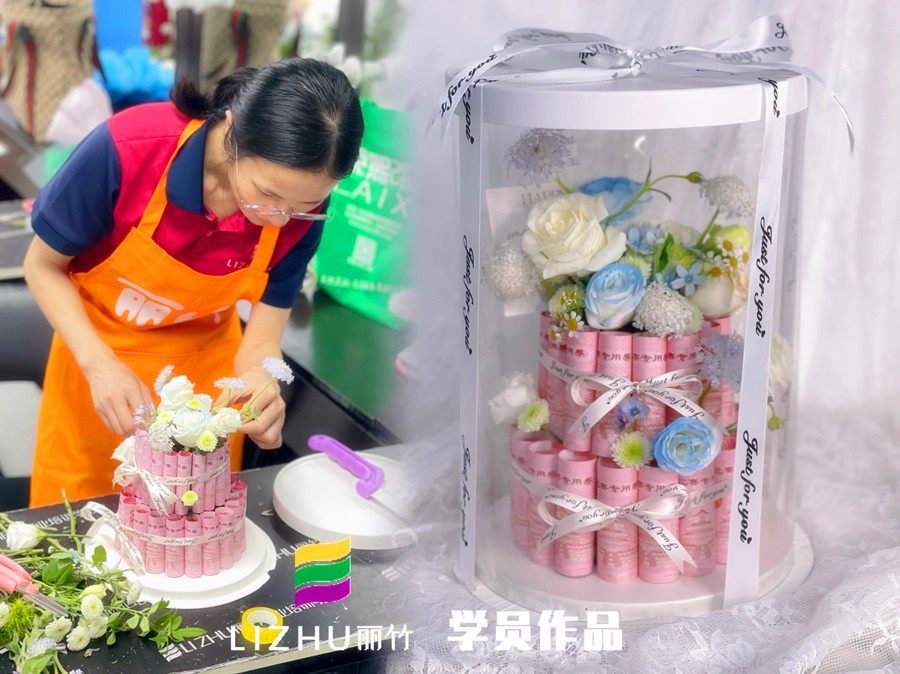 蛋糕花盒制作，南寧花藝學(xué)校課堂實訓(xùn)