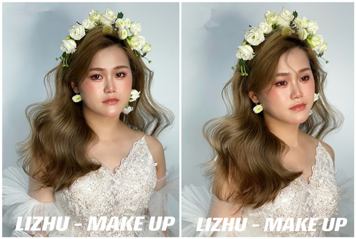 鮮花披發(fā)新娘造型，南寧新娘化妝進(jìn)修作品