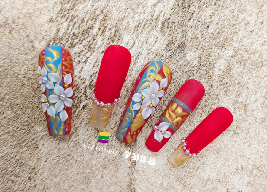 中式秀禾美甲，南寧美甲培訓(xùn)進(jìn)修班作品