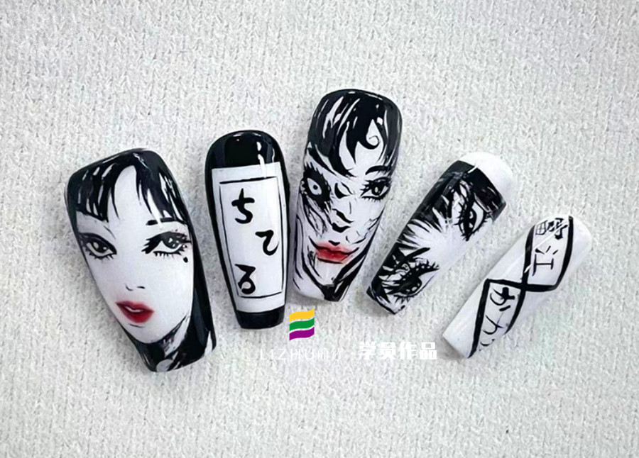 動漫《富江》美甲，廣西美甲實訓作品