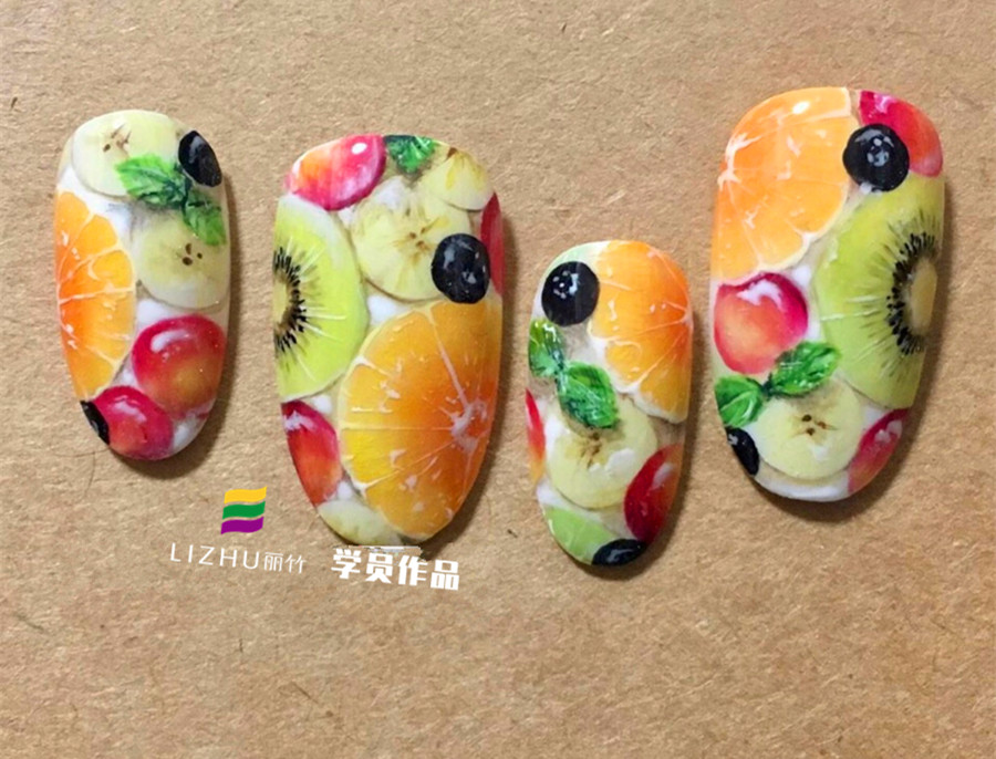 水果美甲：草莓美甲、橘子獼猴桃美甲、檸檬美甲