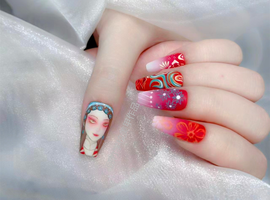 國(guó)風(fēng)花旦美甲，南寧美甲店推薦