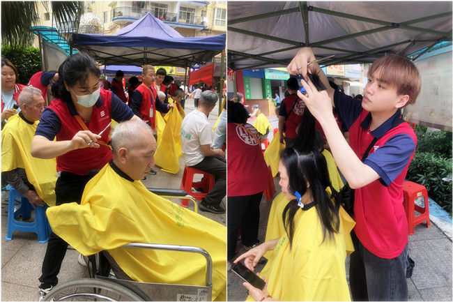 廣西理發(fā)師職業(yè)學(xué)校來到澳華小區(qū)免費理發(fā)