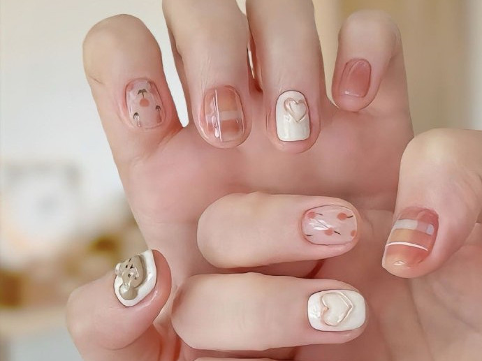 清新短甲圖片，廣西美甲店學(xué)徒推薦款