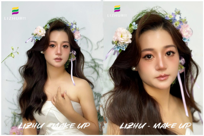 韓系鮮花新娘，廣西新娘化妝學(xué)校課堂作品