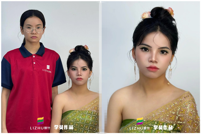 傣族少女寫真，學(xué)專業(yè)彩妝在南寧學(xué)員作品