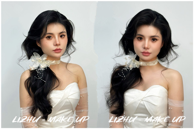 韓式側(cè)扎紋理新娘，廣西學(xué)化妝影樓