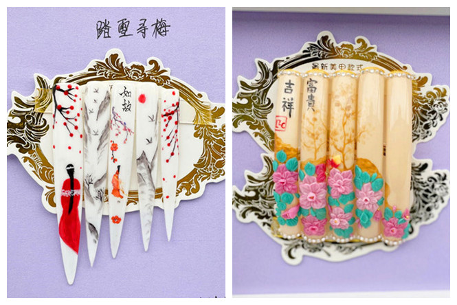 適合新年的國風美甲，廣西職業(yè)教育學員作品展示