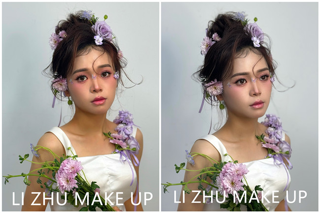 鮮花抽絲造型，南寧化妝高彩造型學校作品欣賞