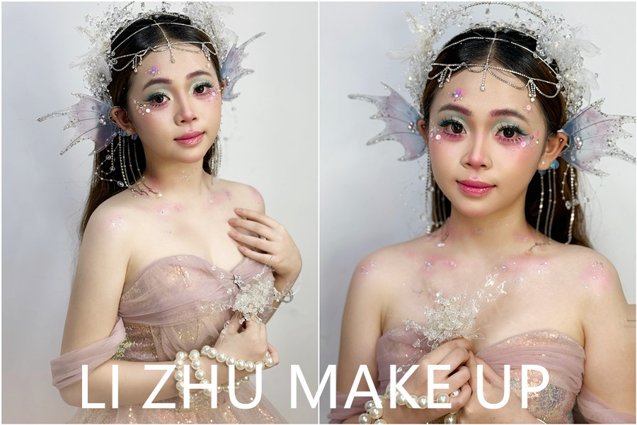 人魚妝造手法示范，南寧美妝專業(yè)學(xué)校課堂