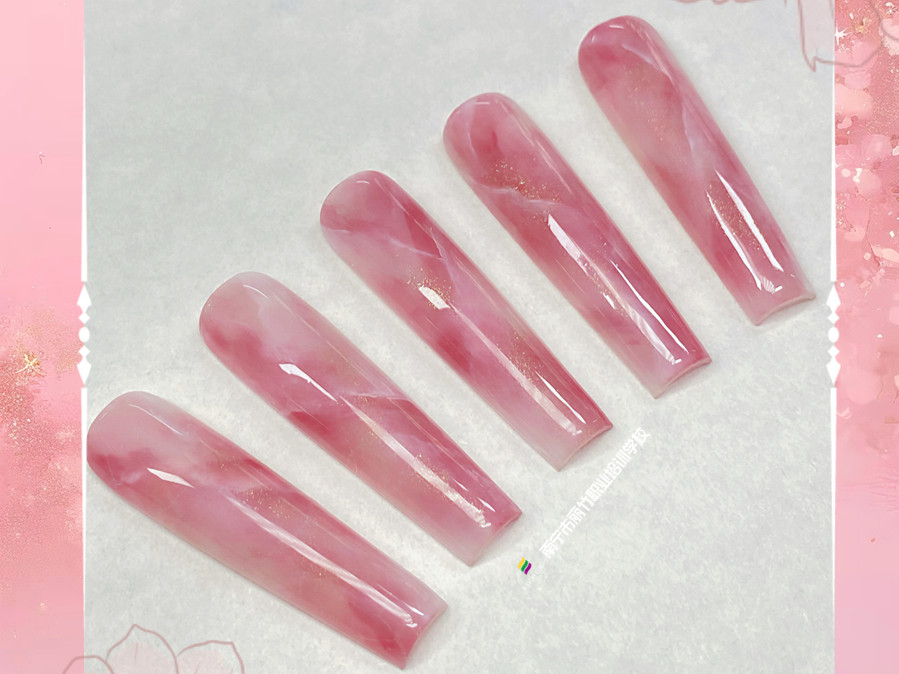 大理石暈染美甲，南寧教美甲